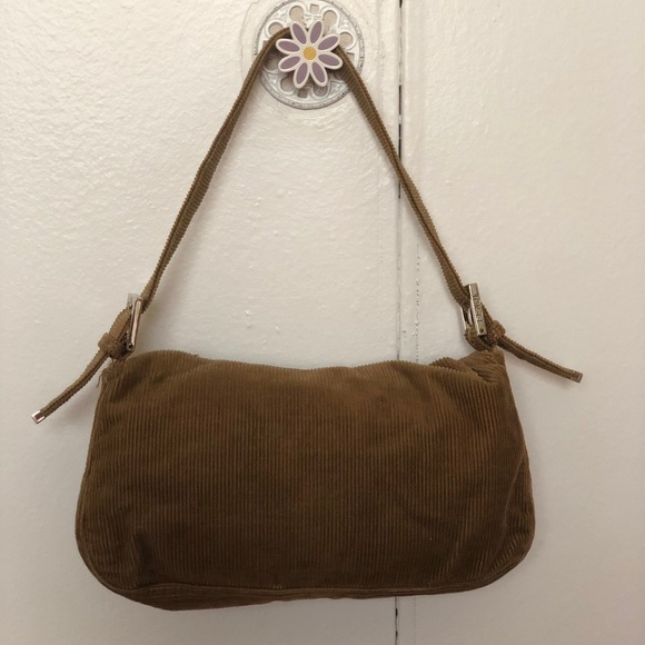 Fendi Beige Corduroy Baguette Bag Authentic Y2K - Picture 3 of 8